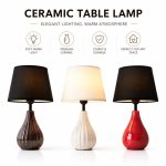 2026 JL New Creative Ceramic Table Lamp - Tricolor Brown/White/Red Base with Black & Beige Shade