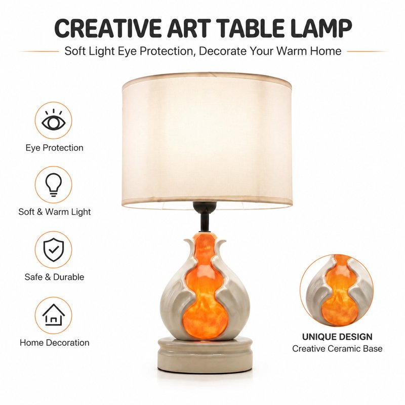 1780015109637-6-2026_________________________12pcs__.jpg 2026 New JiLian Irregular Design Ceramic Table Lamp - Premium Aesthetic Bedroom Bedside Light (12pcs/Ctn) - Image 1