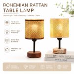 2026 New Bohemian Rattan Woven Ceramic Table Lamp - Ambient Night Light Factory Direct