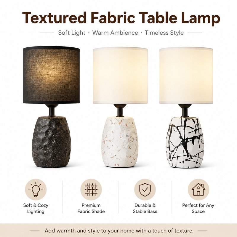 1780015109644-6-2026_________________36PCS_______.jpg 2026 JiLian New Nepal Textured Fabric Table Lamp - Ambient Bedside Desk Light (Wholesale 36pcs Min) - Image 1