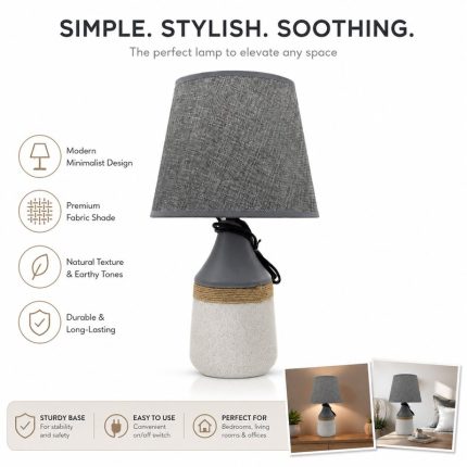 JL23-1373 Grey Patchwork Series Ceramic Table Lamp - JiLian Bedside Night Light Factory Direct