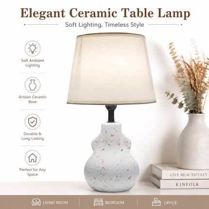 JL24-304 Minimalist Series Ceramic Table Lamp - JiLian Bedroom Bedside Desk Light Factory Direct