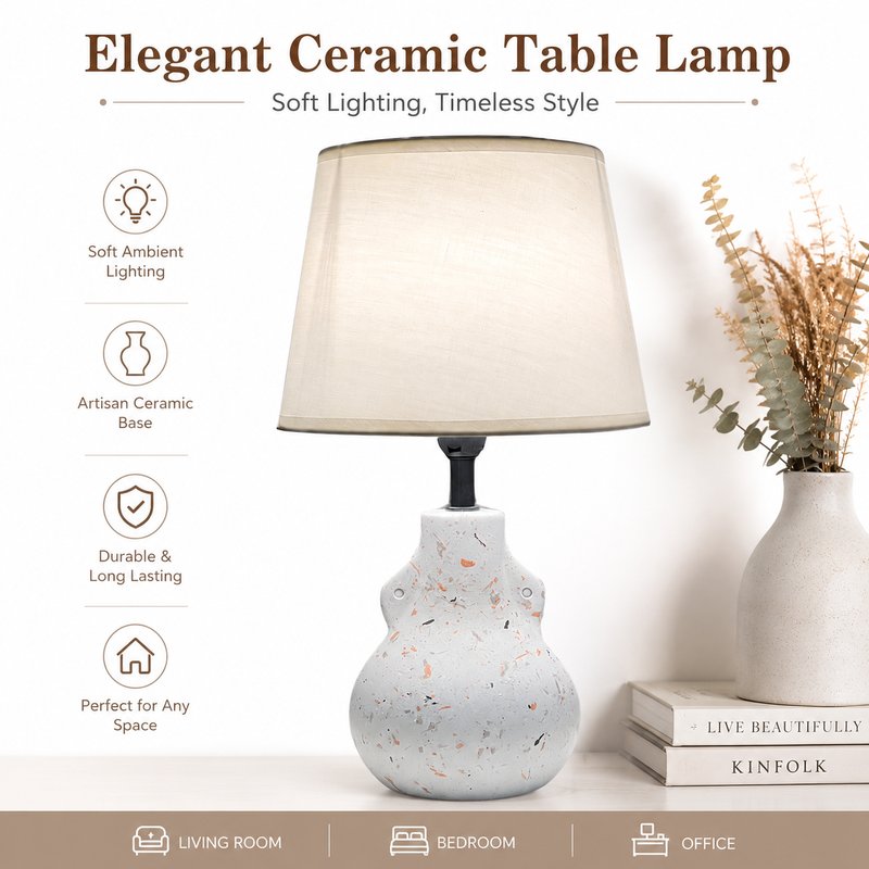 1780015109658-6-JL24-304_______________________.jpg JL24-304 Minimalist Series Ceramic Table Lamp - JiLian Bedroom Bedside Desk Light Factory Direct - Image 1