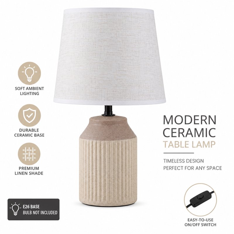 1780015109703-6-JL_________JL24-638___________48pcs__.jpg JL JiLian New Minimalist Ceramic Table Lamp JL24-638 - Bedroom Bedside Desk Light (48pcs/Ctn Wholesale) - Image 1