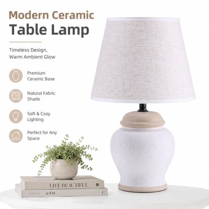 JL JiLian New Minimalist Ceramic Table Lamp JL24-648 - Bedroom Bedside Desk Light (48pcs/Ctn Wholesale)