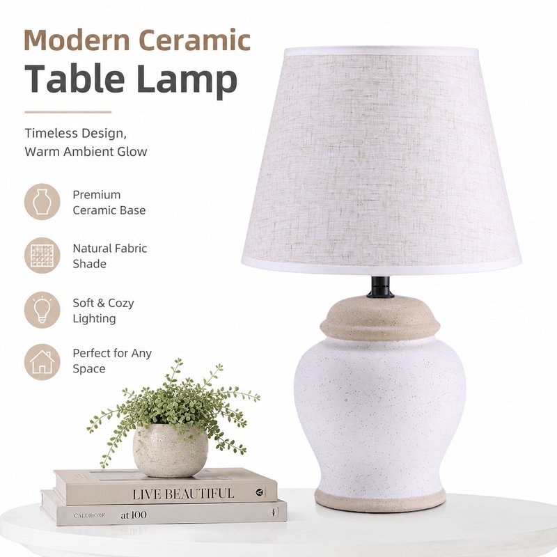 1780015109710-6-JL_________JL24-648___________48pcs__.jpg JL JiLian New Minimalist Ceramic Table Lamp JL24-648 - Bedroom Bedside Desk Light (48pcs/Ctn Wholesale) - Image 1