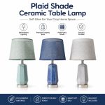 Plaid Shade Prismatic Ceramic Table Lamp - Mid-Century Antique Chinese Style Desk Lamp Tricolor