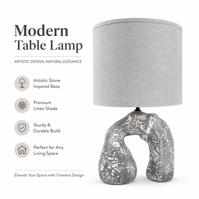 1780015109747-6-______________.jpg New Chic Grey Art Ceramic Table Lamp - Modern Elegant Bedside Desk Light Factory Direct - Image 1