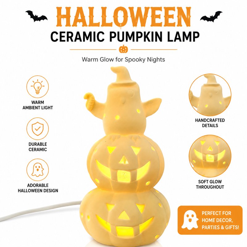 1780015109788-6-_______________________.jpg New Halloween Jack-O'-Lantern Decorative Light - Hollow Out Large Pumpkin Scene Prop Night Light - Image 1