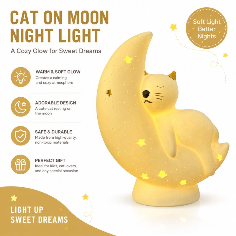 1780015109792-6-______________________.jpg New Cartoon Moon Bear Night Light - Cute Teddy Bear Moon Ornament Creative Kid Room Lamp Gift - Image 1