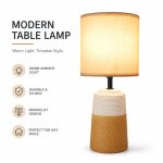 Modern Cream Beige & Orange Patchwork Table Lamp - Unique Ambient Ceramic Bedside Light