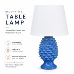 Sea Sapphire Blue Pineapple Ceramic Table Lamp - Unique Textured Shape Bedside Light Factory Direct
