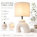 Modern Minimalist Bedside Table Lamp - Premium Fabric Lampshade Ceramic Night Light