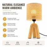 JiLian New Tricolor Wood Grain Tripod Ceramic Table Lamp - Woven Shade Sunset Retro Ambient Light