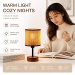 2026 New Bohemian Rattan Woven Ceramic Table Lamp - Ambient Night Light Factory Direct - Image 2