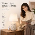 Marble Pattern Ceramic Table Lamp - Modern Luxury Living Room Bedroom Bedside Night Light - Image 2