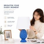 Sea Sapphire Blue Pineapple Ceramic Table Lamp - Unique Textured Shape Bedside Light Factory Direct - Image 2
