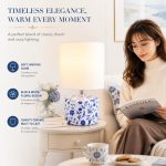 Modern New Chinese Landscape Blue and White Porcelain Table Lamp - Pastoral Ceramic Desk Light - Image 2