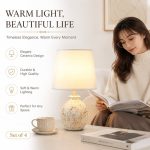 Gold Vein White Porcelain Art Table Lamp - Starry Sky Sunset Effect Ceramic Night Light Birthday Gift - Image 2