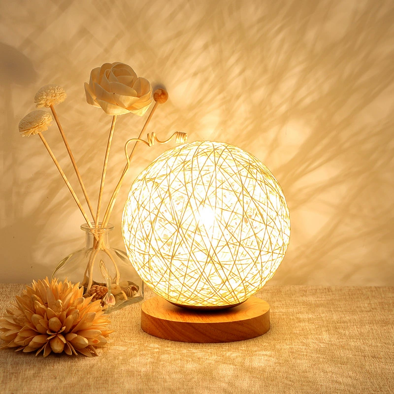 20173150073_1690503594.jpg_ Nordic Rattan Ball LED Night Light, Dimmable USB Bedside Table Lamp, Starry Eye-Caring Decor Gift for Bedroom Homestay - Image 1