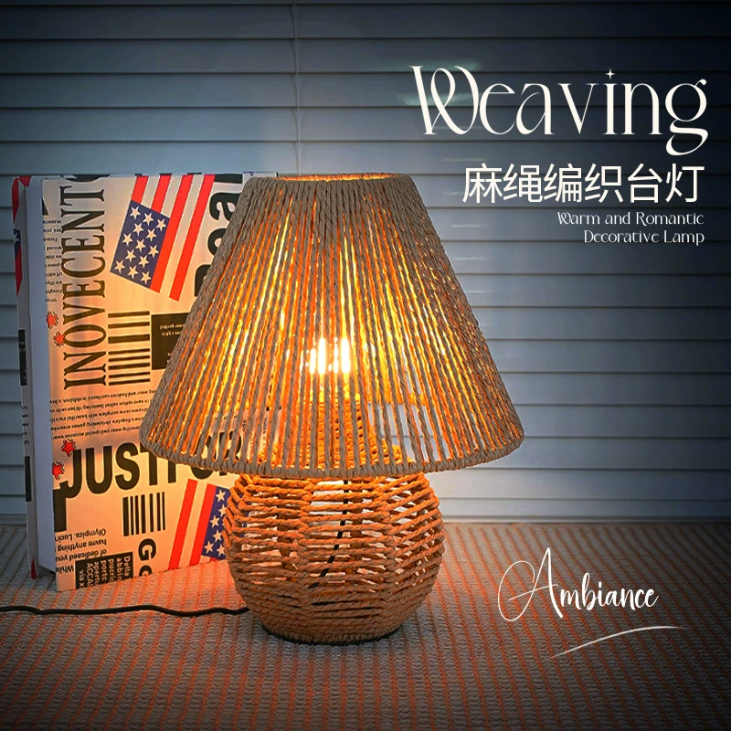 O1CN013vXAFt1Do2slZB31C_!!2201207670262-0-cib.jpg_ Mid-Century Wabi Sabi Rattan Table Lamp, French Retro Woven Ambient Lamp for Living Room, Homestay & Bedroom Bedside Decor - Image 1