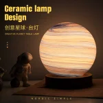 Nordic 3D Print Bedside Lamp, Moon Planet Star Projector Night Light for Bedroom Sleep Ambiance