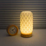 Ins Cream Style 3D Print Touch Dimmable Desk Lamp, Rechargeable Bedside Night Light Vase Lamp for Bedroom Study - Image 2