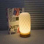 Ins Cream Style 3D Print Touch Dimmable Desk Lamp, Rechargeable Bedside Night Light Vase Lamp for Bedroom Study - Image 3