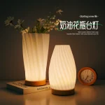 3D Printed Cream Style Table Lamp, Retro Vase Shape Remote Control Bedside Night Light for Bedroom Study Sleep Ambience Decor