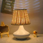 Wabi Sabi Bamboo Woven Table Lamp, Retro Zen Rural Ambience Bedside Night Light for Bedroom Tea Room Study Homestay - Image 7