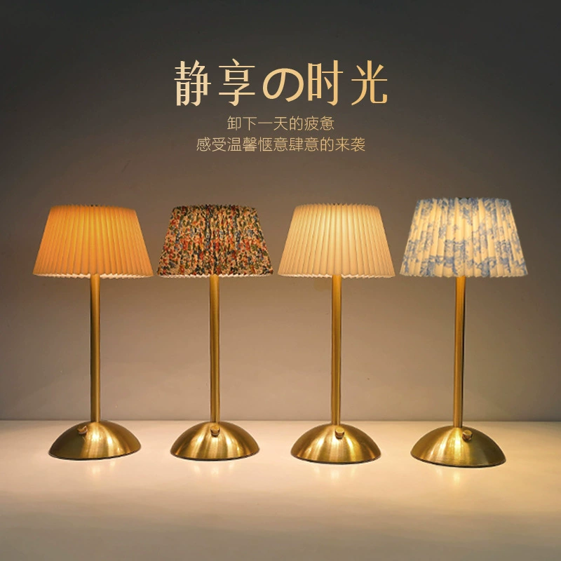 O1CN01PCGSHL1Do2qGEOPF6_!!2201207670262-0-cib.jpg_ Pleated Touch Control Rechargeable Eye-Caring Table Lamp, Metal Luxury Creative Night Light for Bedroom Student Study - Image 1