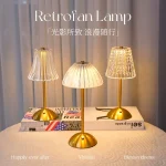 Retro Ins Style Metal Rechargeable Table Lamp, Luxury Bedside Ambience Light 网红 Night Light for Bedroom