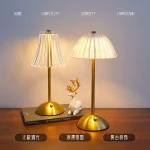 Retro Ins Style Metal Rechargeable Table Lamp, Luxury Bedside Ambience Light 网红 Night Light for Bedroom - Image 4